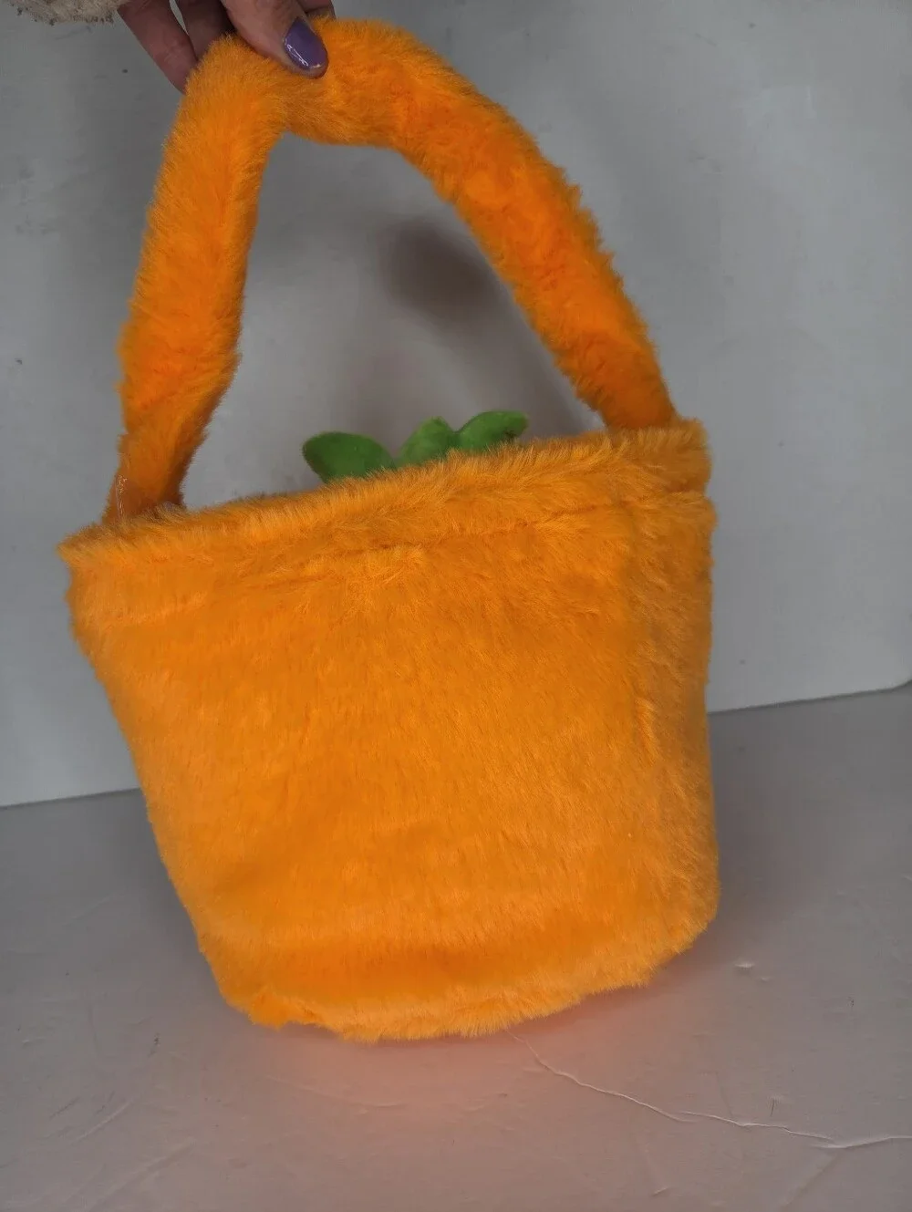 Plush Orange Pumpkin Trick Or Treat Candy Bag Halloween Bucket